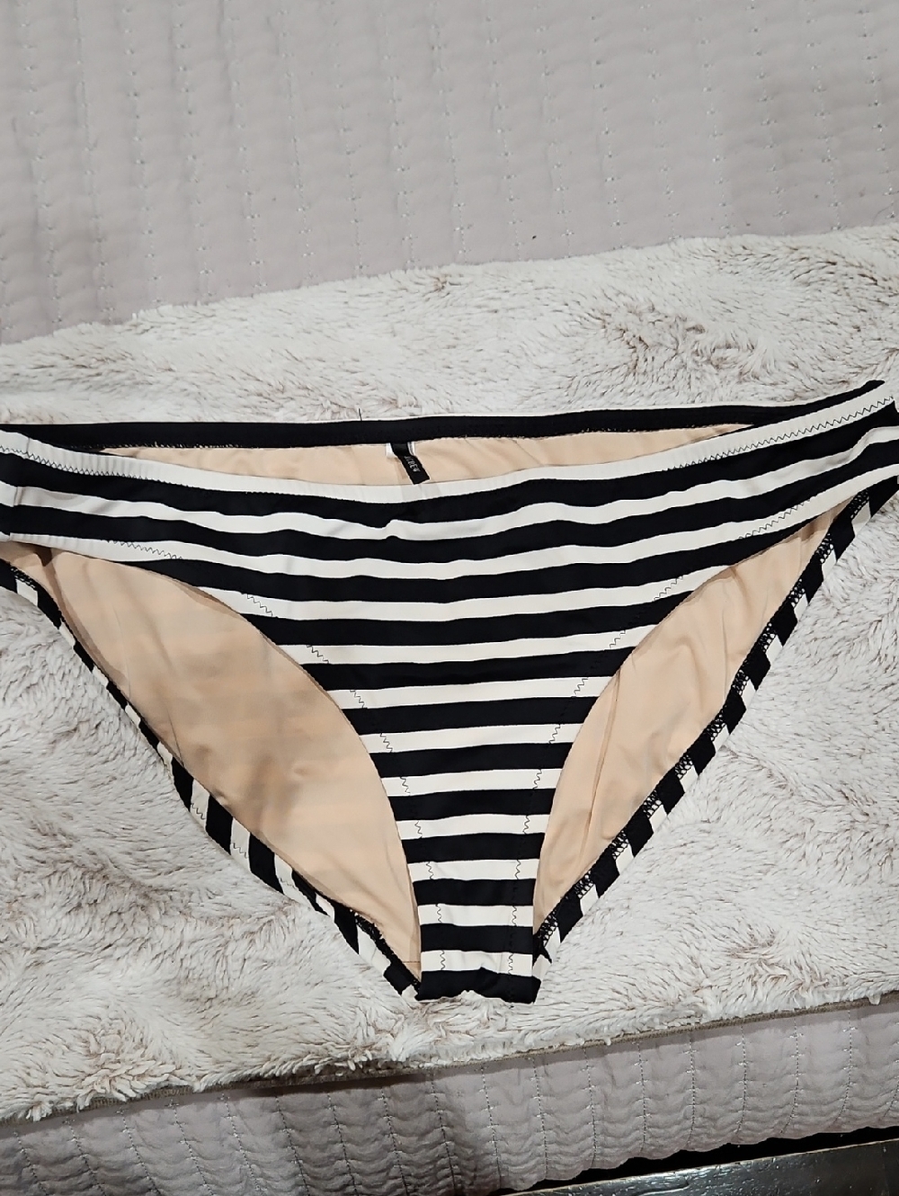 J. Crew Black and Cream Striped Swim Bottoms